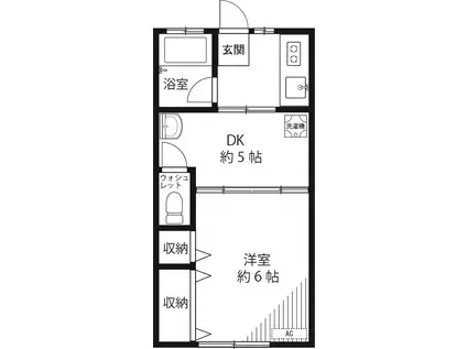 ヒルコートI(1K/2階)の間取り写真