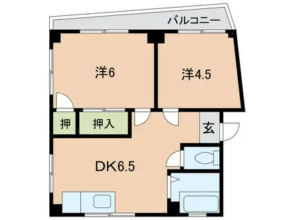 サントウマンション(2DK/5階)の間取り写真