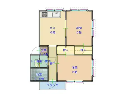 あおいビル(2DK/2階)の間取り写真