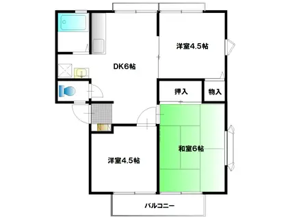 第2フラワーハイツ(3DK/1階)の間取り写真