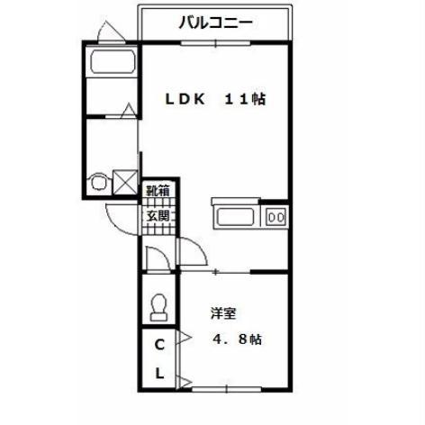 ラピスコート港(1LDK/2階)の間取り写真