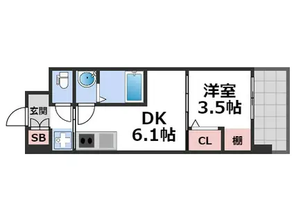 DIMORA難波(1DK/1階)の間取り写真