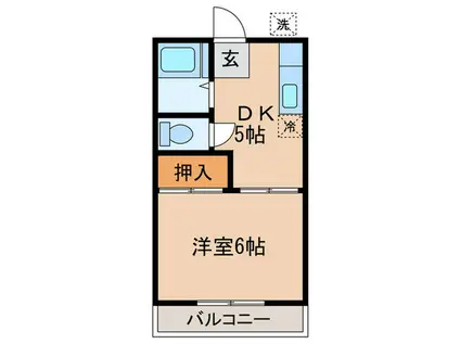 あさひ荘(1DK/2階)の間取り写真