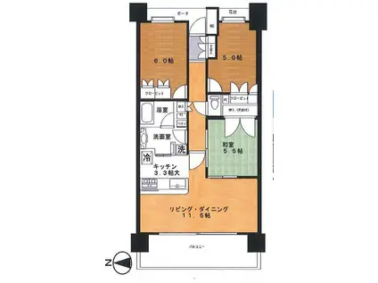 三郷中央センターマークス(3LDK/3階)の間取り写真