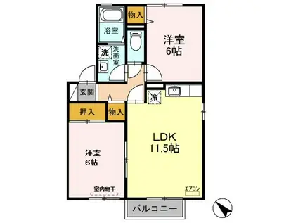 ドエル福島A(2LDK/2階)の間取り写真