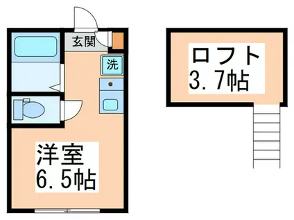 プライムテラス中野島(ワンルーム/1階)の間取り写真