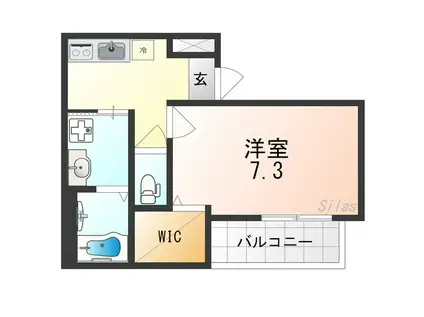 フジパレス上野芝(1K/3階)の間取り写真