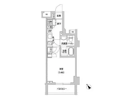 メトロステージ上野(1K/4階)の間取り写真