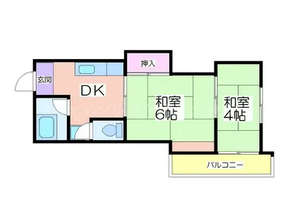 マンションサンエース(2DK/4階)の間取り写真