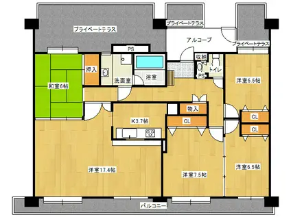 葉山町パークマンション(4LDK/8階)の間取り写真