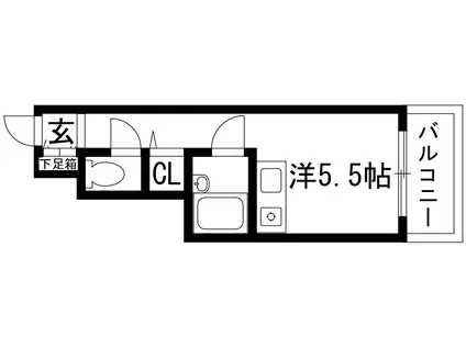 ブランシュ甲東園(ワンルーム/3階)の間取り写真