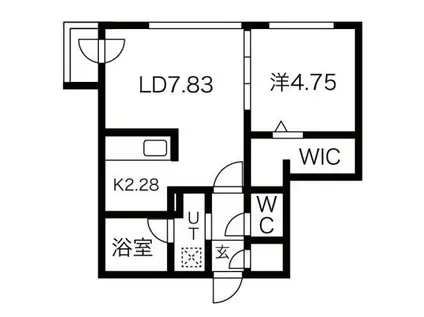 シエル新札幌II(1LDK/2階)の間取り写真