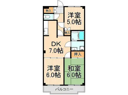 フラワーフィールドマンション(3DK/2階)の間取り写真
