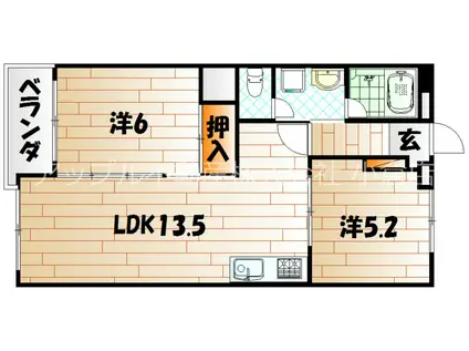 城野駅前ビル(2LDK/5階)の間取り写真