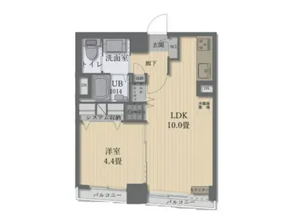 美富士マンション(1LDK/4階)の間取り写真