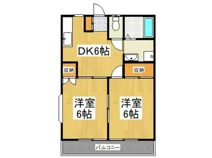 クレストビュー所沢(2DK/1階)の間取り写真