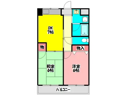 マンション東光(2DK/2階)の間取り写真
