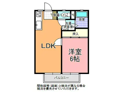 塙ハイツ(1LDK/2階)の間取り写真