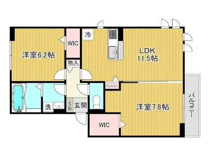  栗東市大橋5丁目D-ROOM(2LDK/3階)の間取り写真