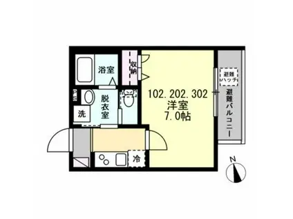 ベイルーム横須賀衣笠フロント(1K/1階)の間取り写真