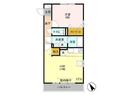 オークヒルズII(1SDK/2階)の間取り写真