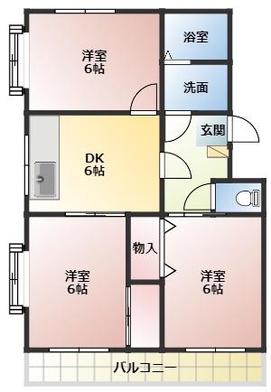 メゾンオーガスト(3DK/3階)の間取り写真