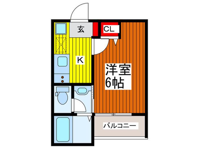 オーパス東川口(1K/2階)の間取り写真