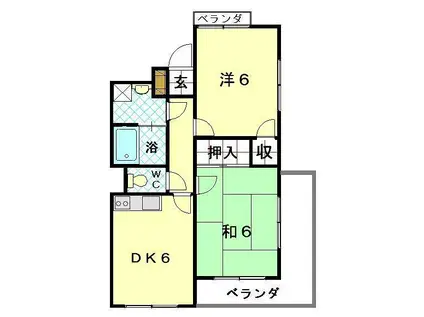 テラス明(2DK/1階)の間取り写真