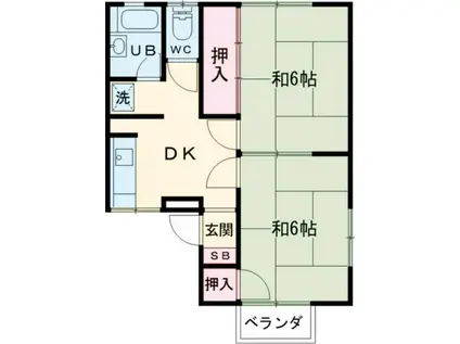 第二コーポ田中(2DK/2階)の間取り写真