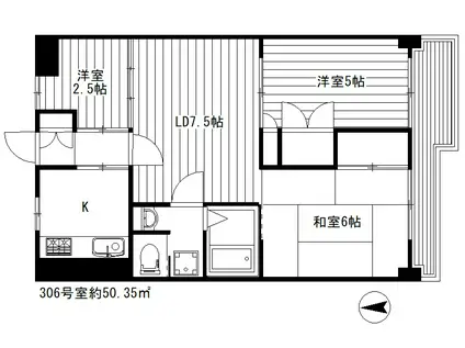 サンハイツ白鷺A棟(3DK/3階)の間取り写真