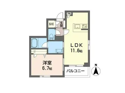 フェリース(1LDK/2階)の間取り写真