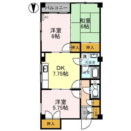 メープルハイム(3DK/3階)の間取り写真