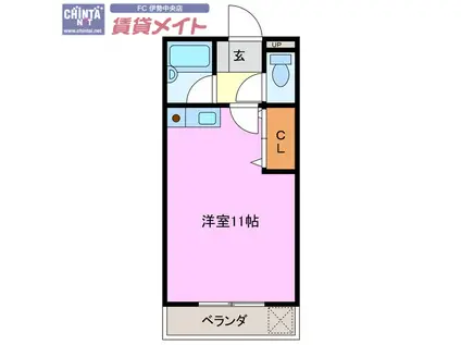 ハイツ21(ワンルーム/2階)の間取り写真