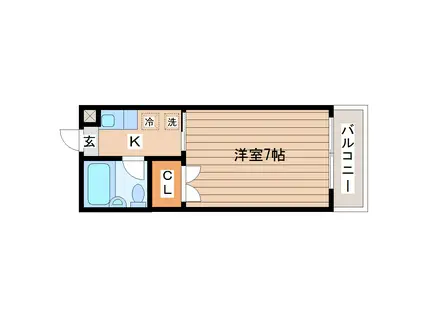 パールハイツ水の森(1K/2階)の間取り写真