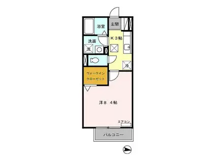 ブランドール(1K/1階)の間取り写真