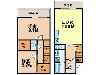 GLANZ HEIM喜々津A(2LDK/1階)の間取り写真