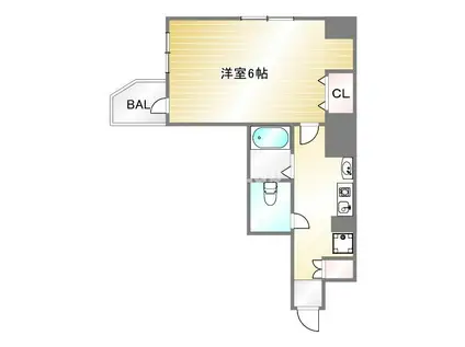 CITYSPIRE神戸元町II(1K/11階)の間取り写真