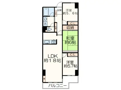 ザ・スクエア(3LDK/4階)の間取り写真