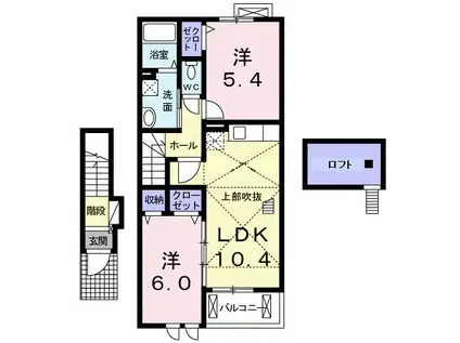 グランソレイユ(2LDK/2階)の間取り写真