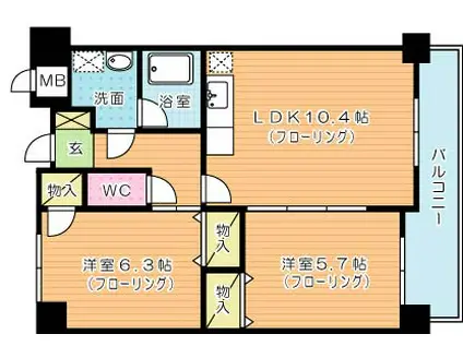 フィオレンティーナ(2LDK/5階)の間取り写真