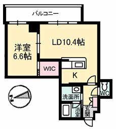 ボナール古京(1LDK/5階)の間取り写真