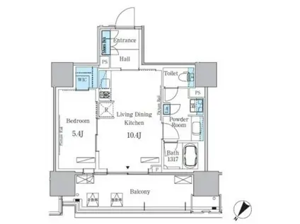 HARUMI FLAG PORT VILLAGE A棟(1LDK/17階)の間取り写真