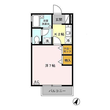 セジュール宮腰(1K/2階)の間取り写真