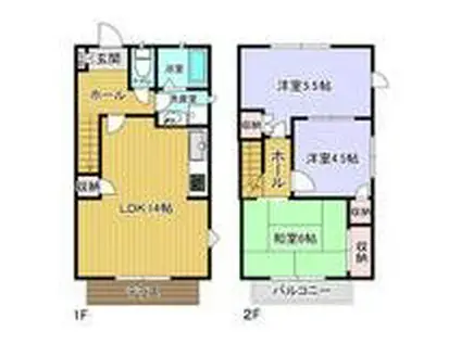 石橋ホームタウン(3LDK/1階)の間取り写真