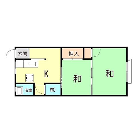アイハウス船寺通(2K/3階)の間取り写真