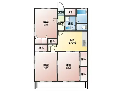 ライフガーデン(3DK/2階)の間取り写真