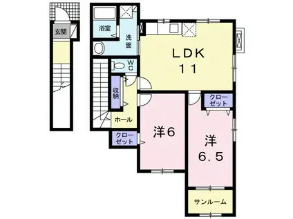 イースト・メゾン(2LDK/2階)の間取り写真