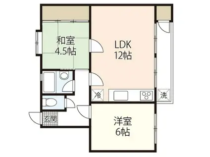鈴が台団地G棟(2LDK/2階)の間取り写真