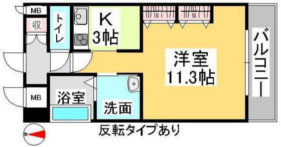 クレストシティ中井町(1K/3階)の間取り写真