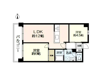 メイゾン桂東(2LDK/2階)の間取り写真